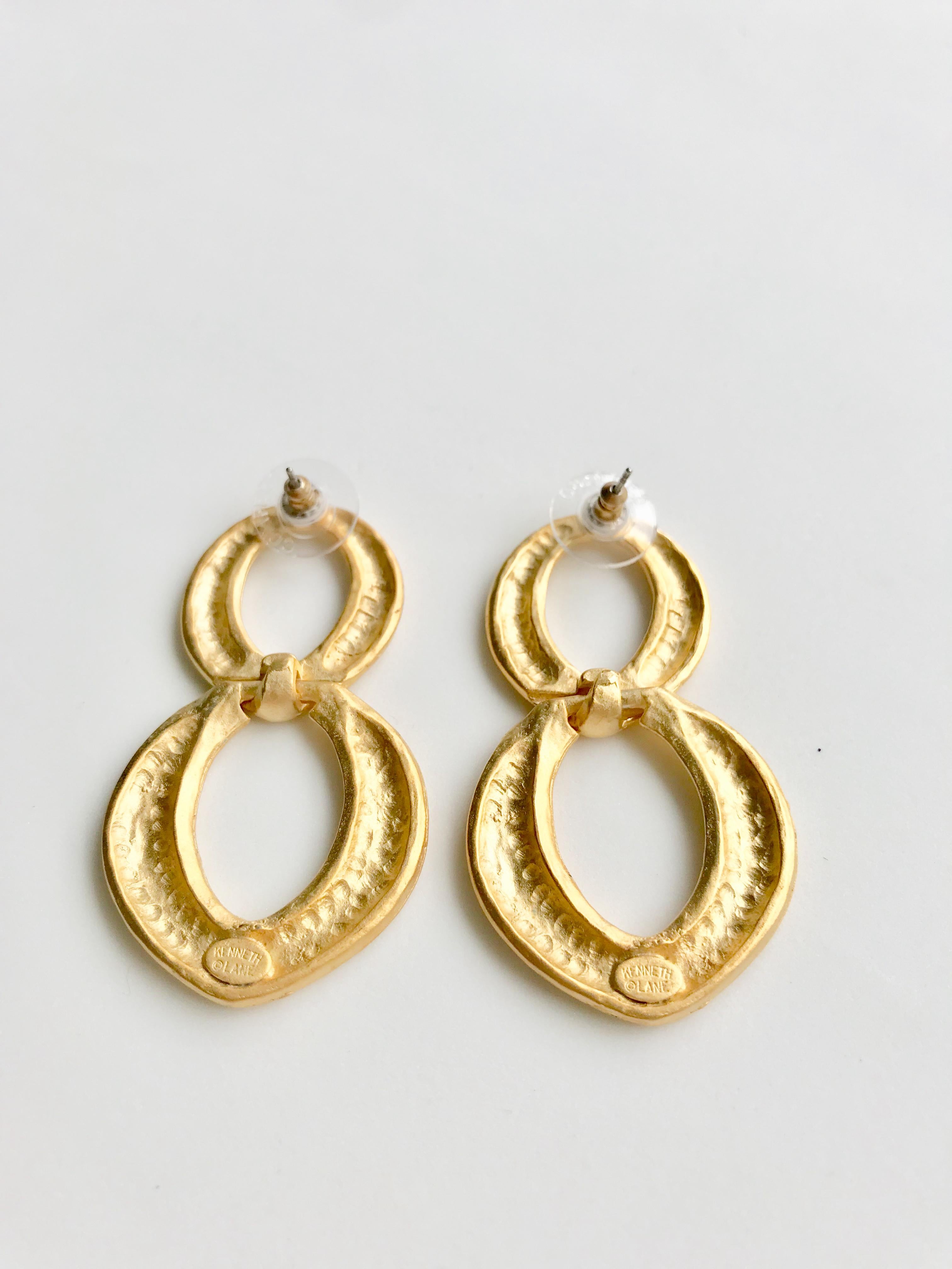 Kenneth Jay Lane Couture Collection Gold Tone Earrings In New Condition For Sale In London, GB