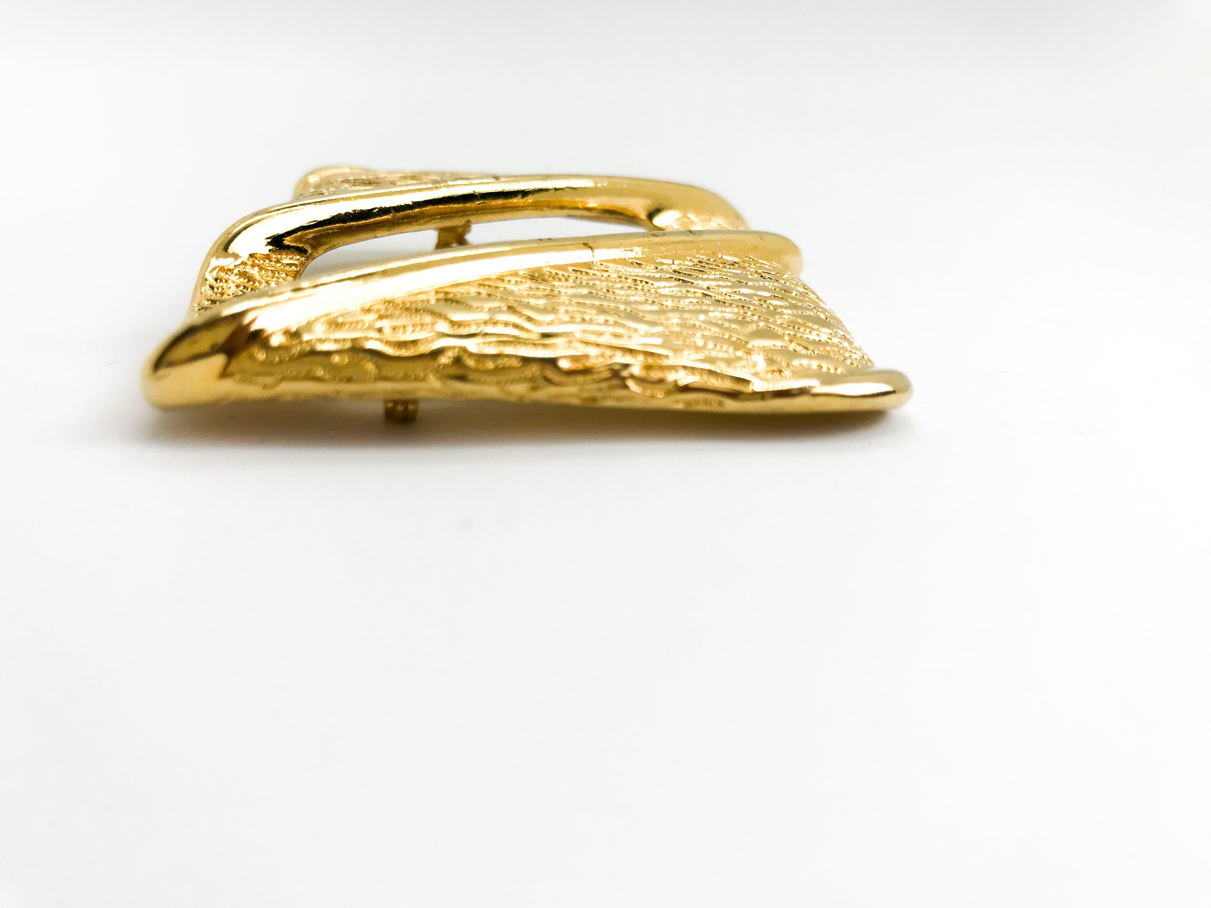Women's or Men's Givenchy Large Vintage Gold Plated Statement Brooch Pin, 1980s 