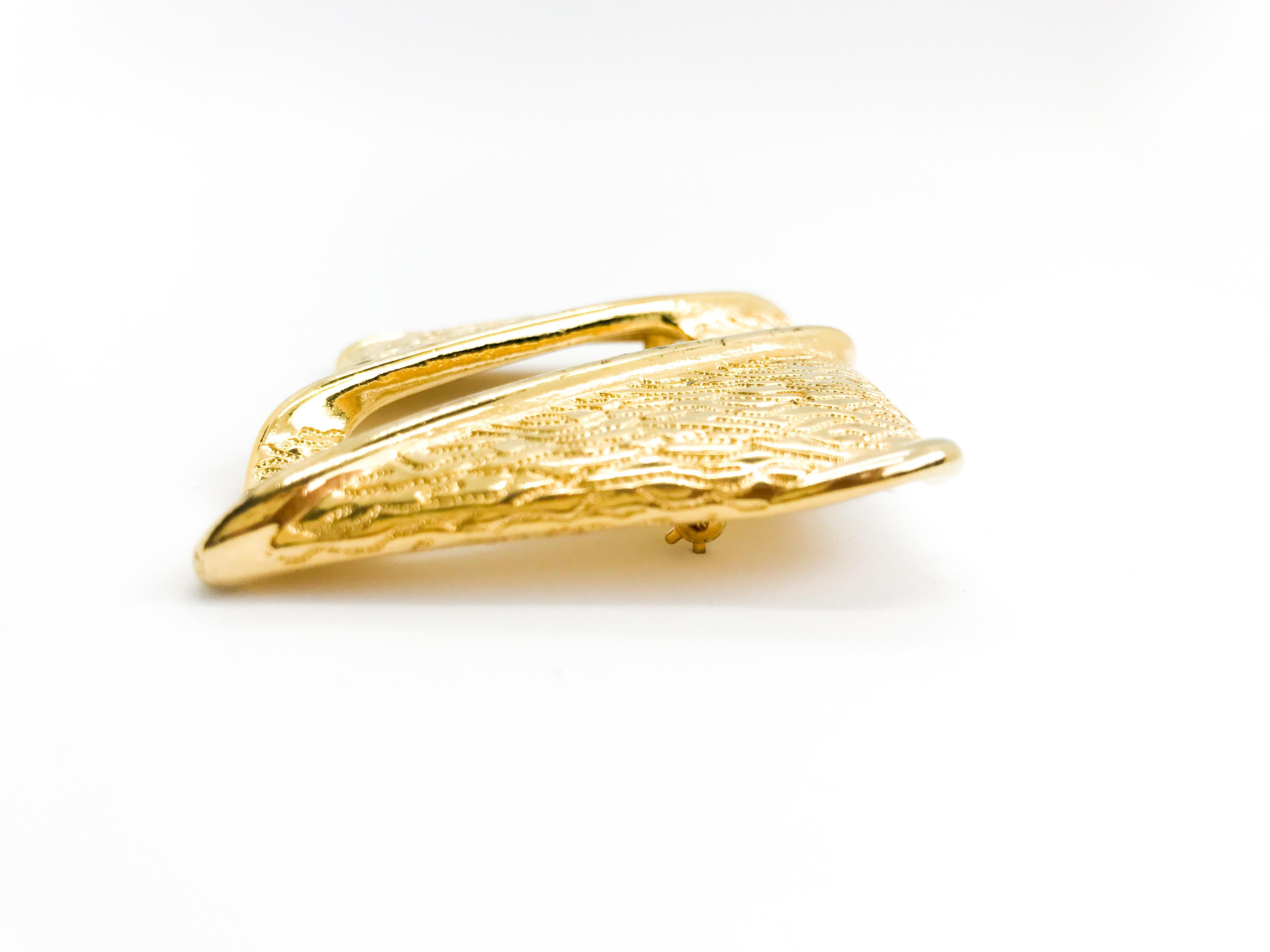 Givenchy Large Vintage Gold Plated Statement Brooch Pin, 1980s  1