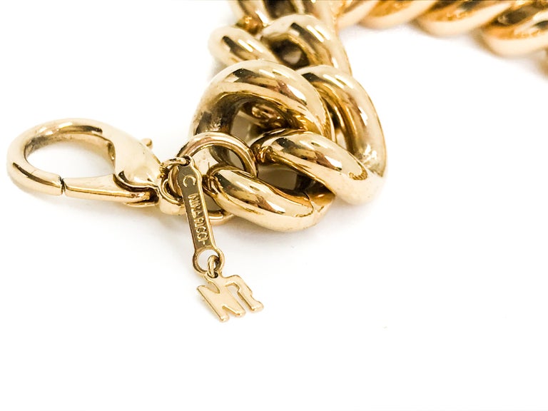 Nina Ricci 1990s Chunky Gold Plated Bracelet at 1stDibs