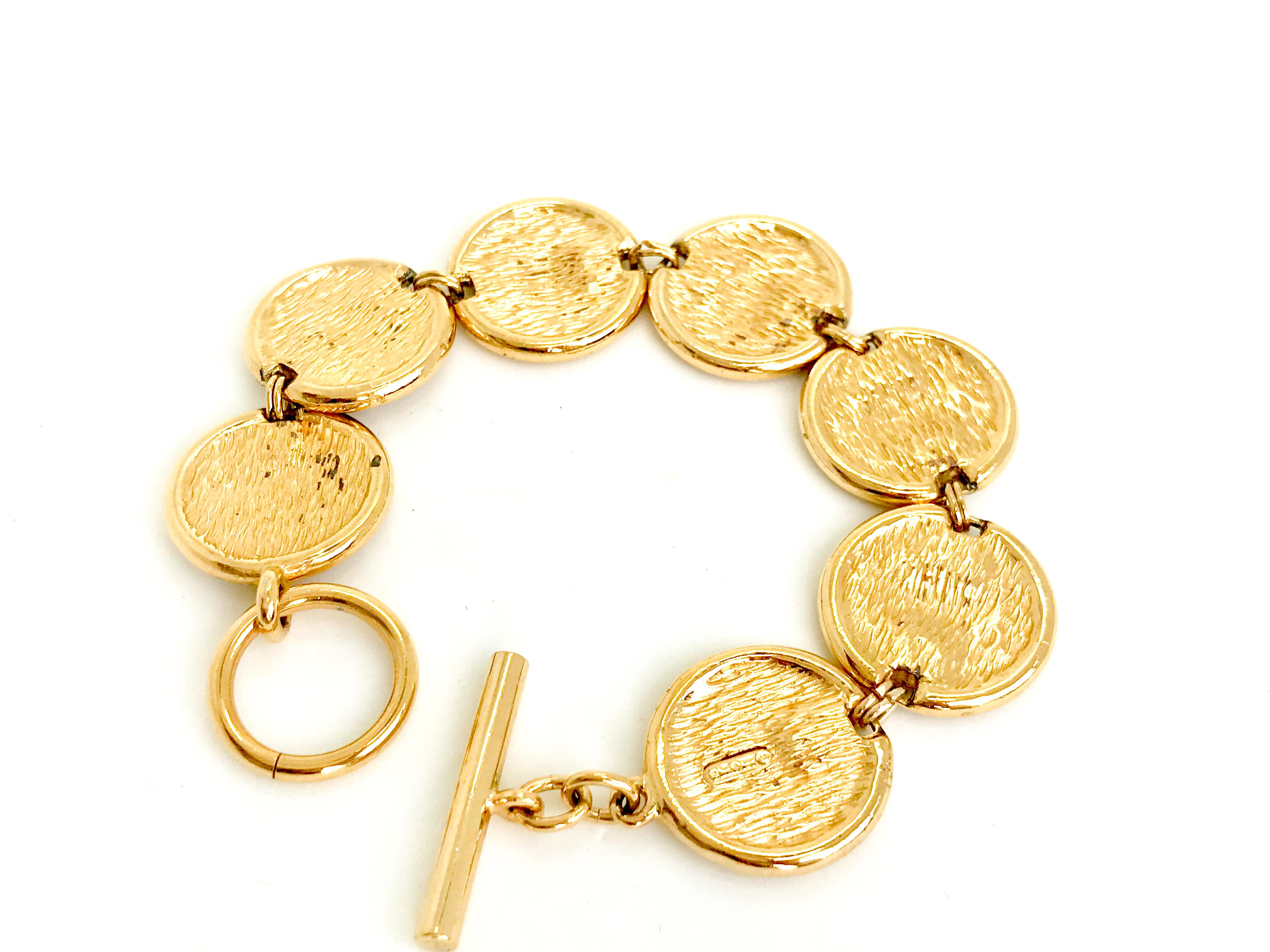 Women's or Men's Christian Dior vintage 1990s medallion link bracelet