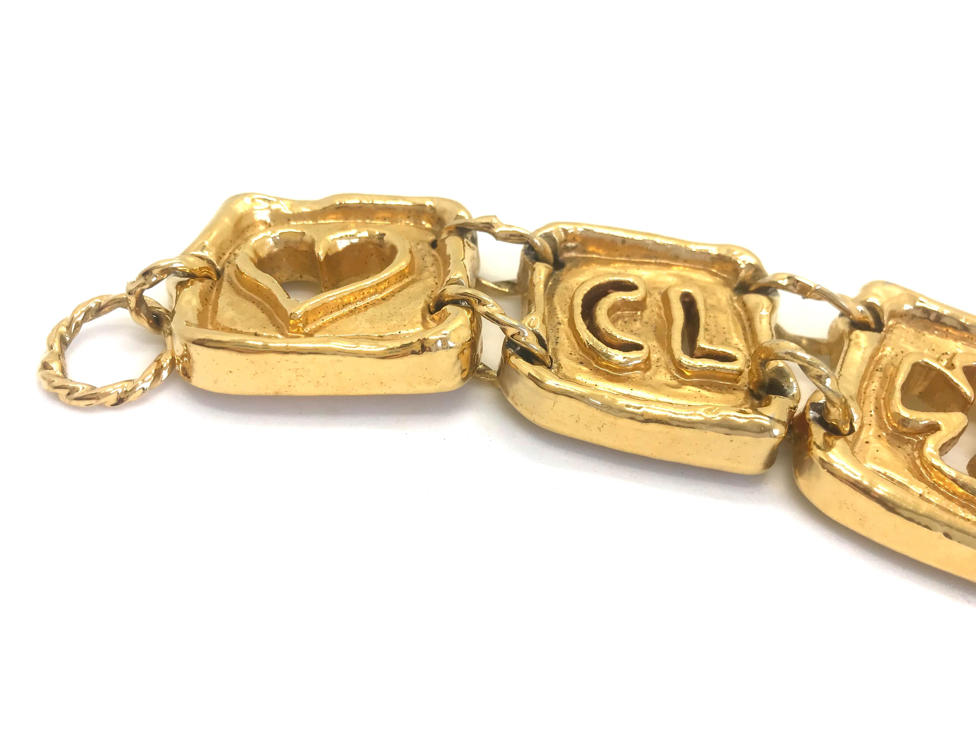 Vintage 1990s Christian Lacroix Cuff Bracelet. 

Stamped with classic Christian LaCroix manufacturers mark. 

Length (including chain) 22 cm, size of square links - approx. 4 x 4 cm.

Excellent condition