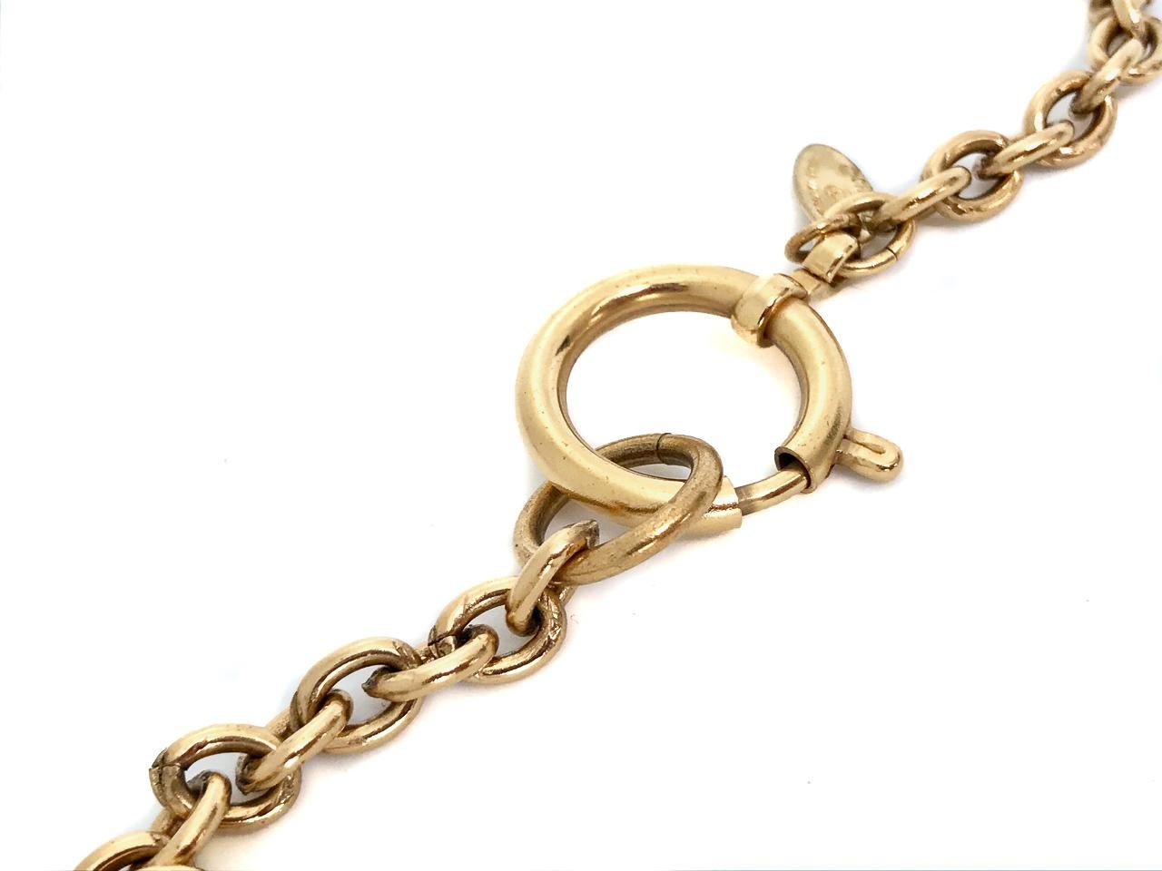Chanel 1980s Vintage Large Cut Out Long Pendant Necklace Chain   1
