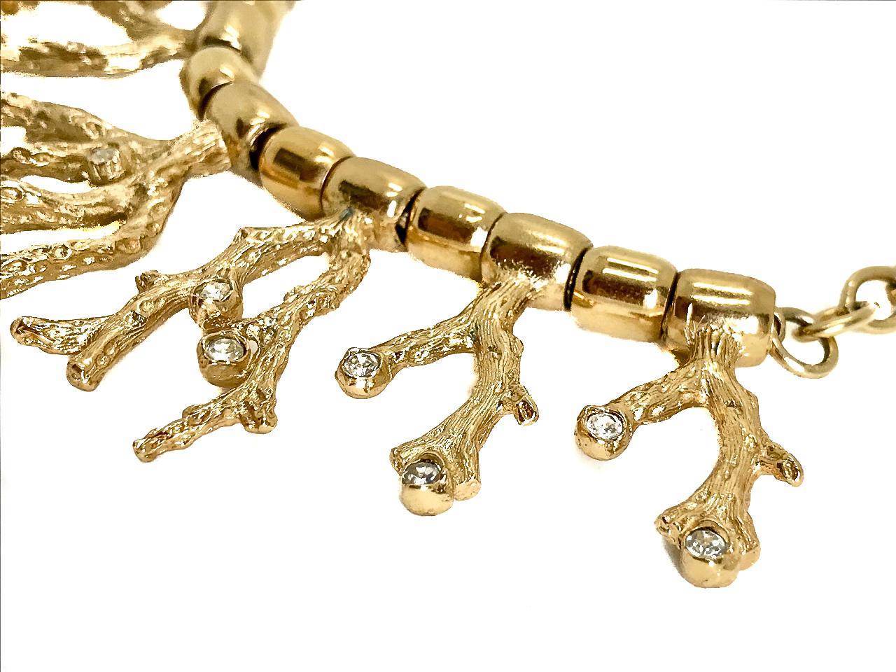 Women's or Men's Yves Saint Laurent YSL Goosens Vintage Gold Plated Coral Necklace, 1970s  