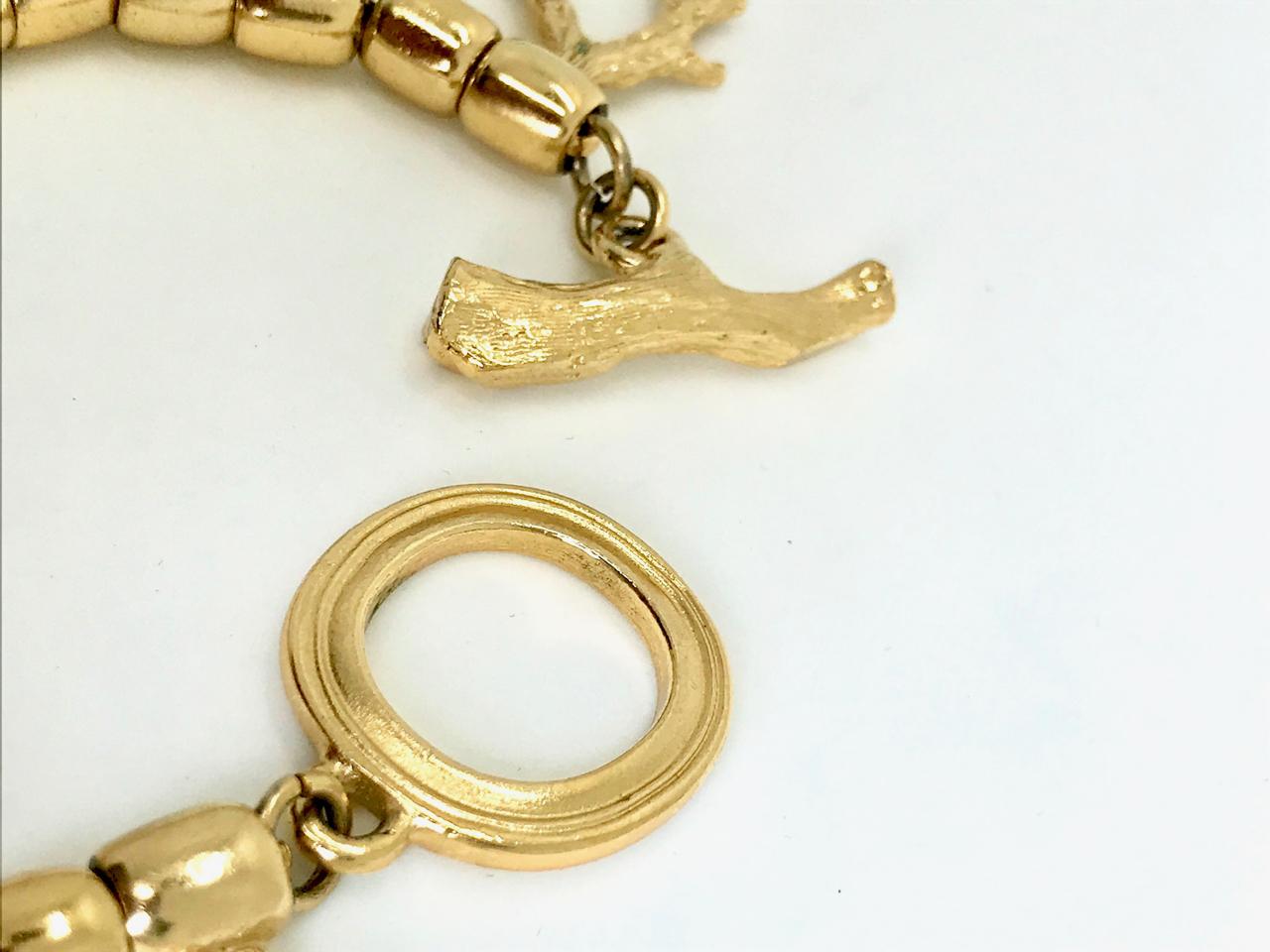 Women's Yves Saint Laurent YSL 1970s Vintage Goosens Coral Gold Plated Bracelet 