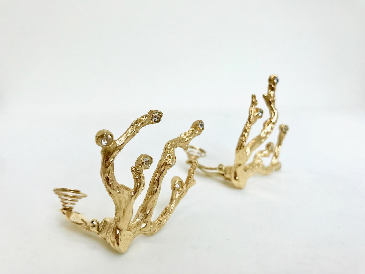 Yves Saint Laurent YSL 1970s Vintage Goosens Coral Gold Plated Earrings  1