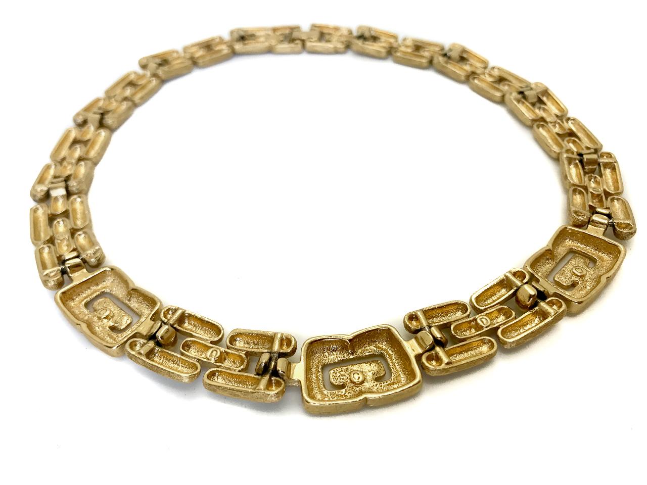 Givenchy 1980s Vintage Gold Plated 'G' Choker Collar Necklace 1