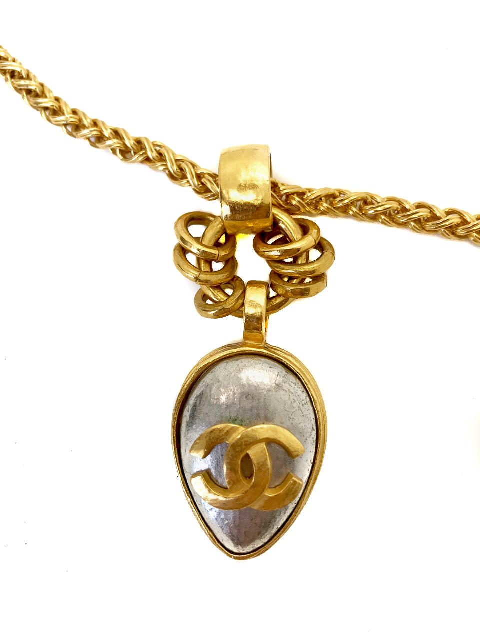 Contemporary Chanel 1990s Gold Plated Silver Pendant Necklace (1997 A)  For Sale