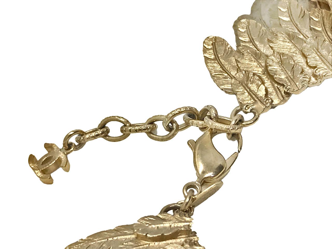 Chanel Gold tone Feather Collar Choker Necklace, 2008   1