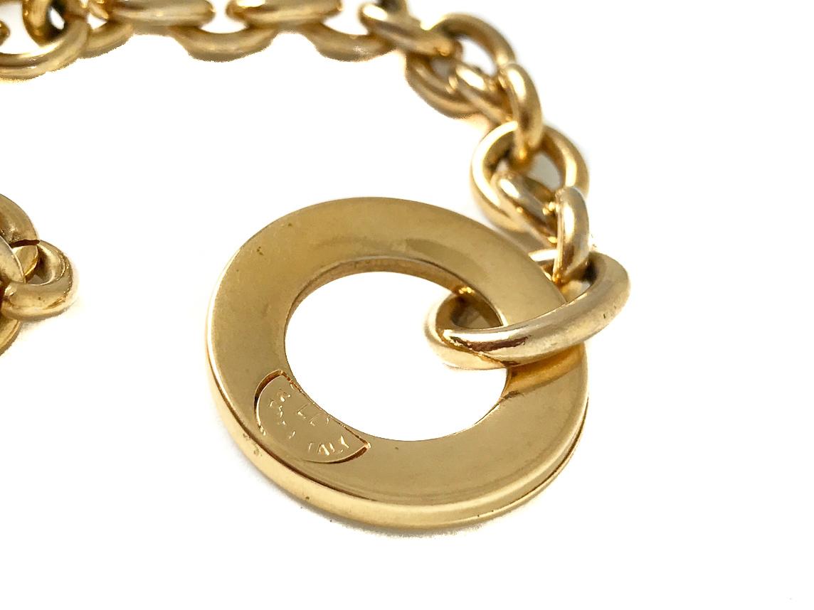 Women's or Men's Celine 1990s Vintage Gold Plated Pendant Necklace and Belt For Sale