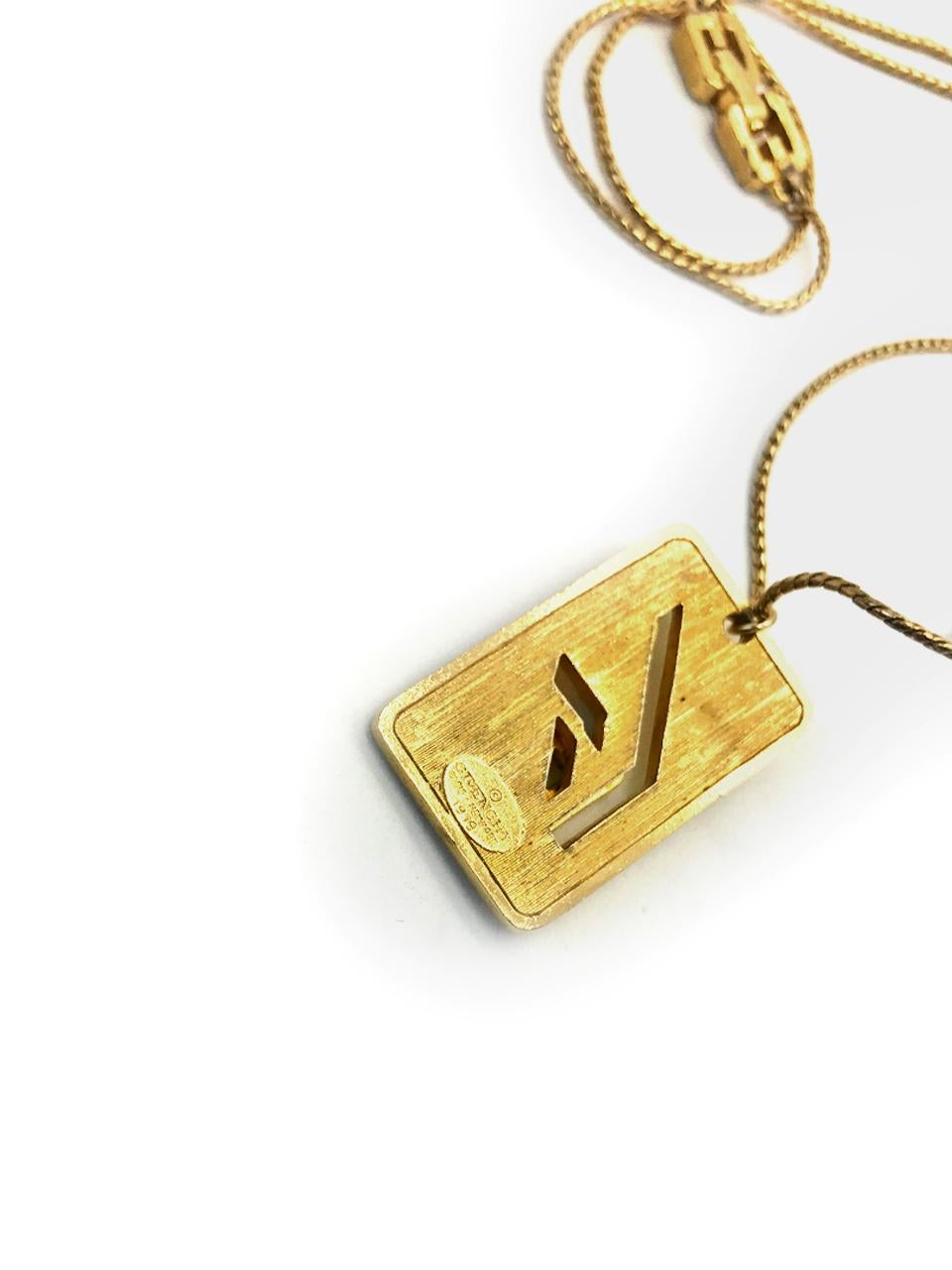 Givenchy 1970s Gold Plated G Logo Pendant Necklace   2