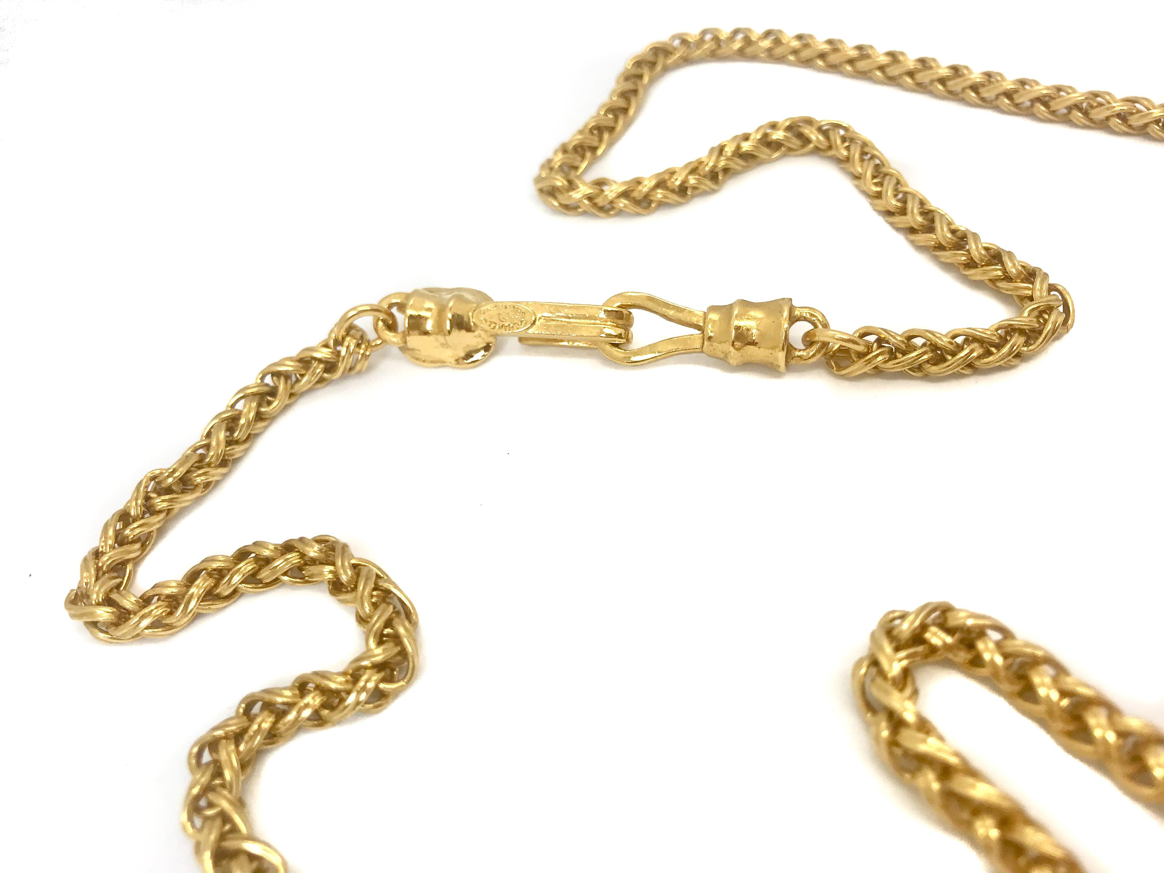 Women's or Men's Chanel 90s Vintage CC Gold Plated Pendant Necklace 