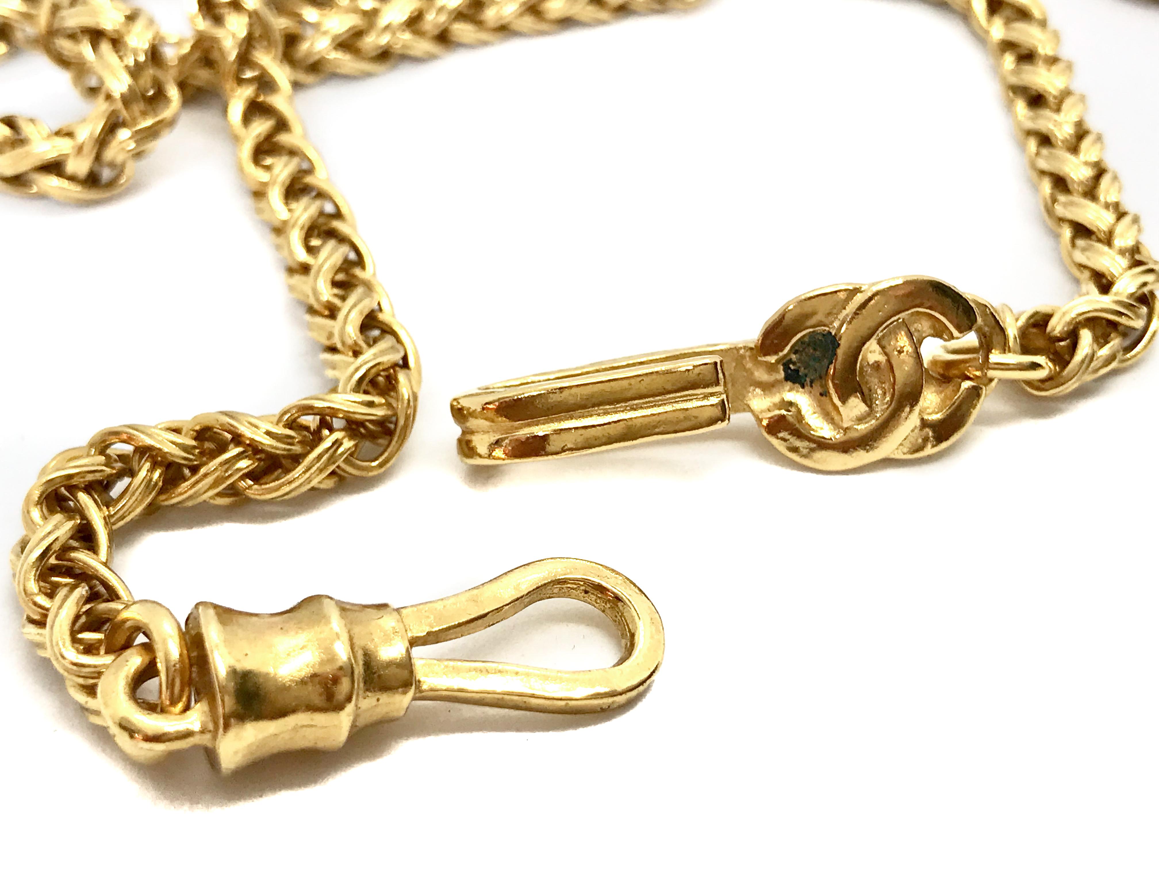 Chanel 90s Vintage CC Gold Plated Pendant Necklace  1