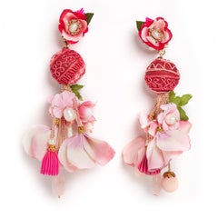 Plumeria Embroidered Floral Earring