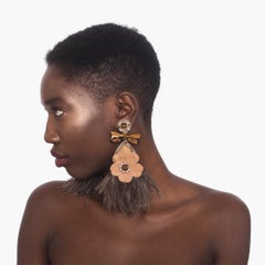 Lago-B Mother-of-Pearl and Ostrich Feather Earring