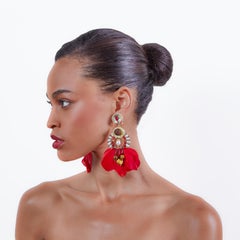 Ramos Goose Feather and Mother-of-Pearl Earring