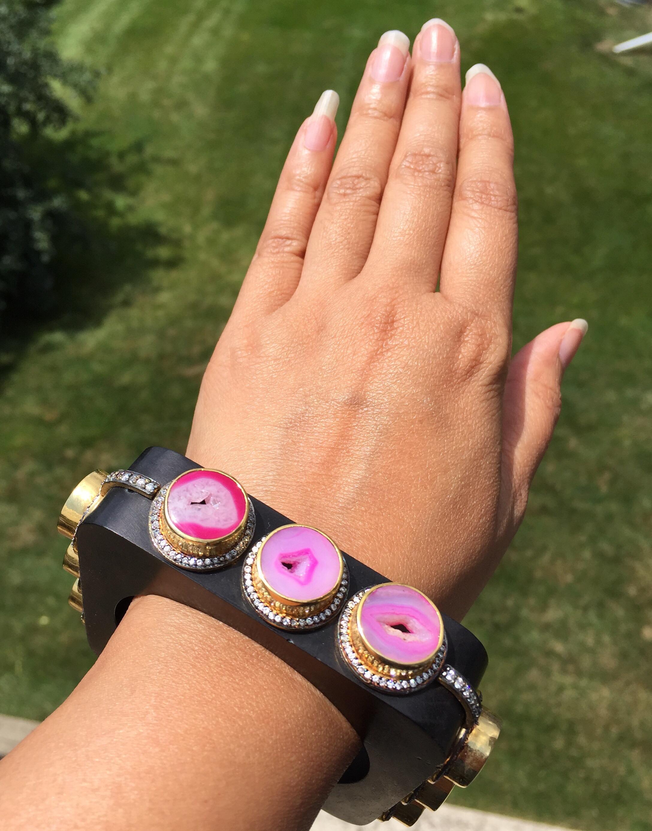 Ebony wood geode druzy bangle 2