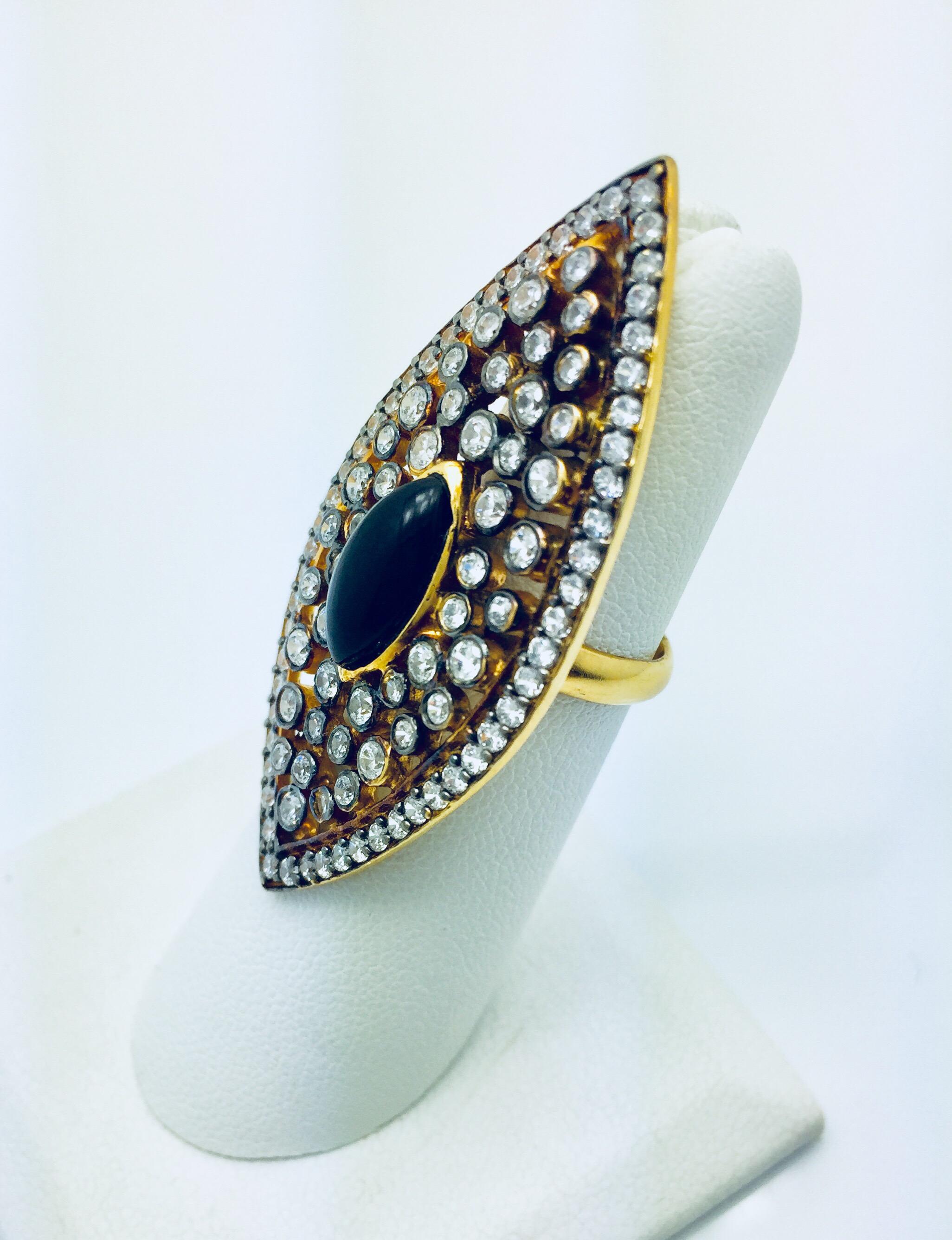 Mixed Cut Evil Eye Statement Ring  For Sale