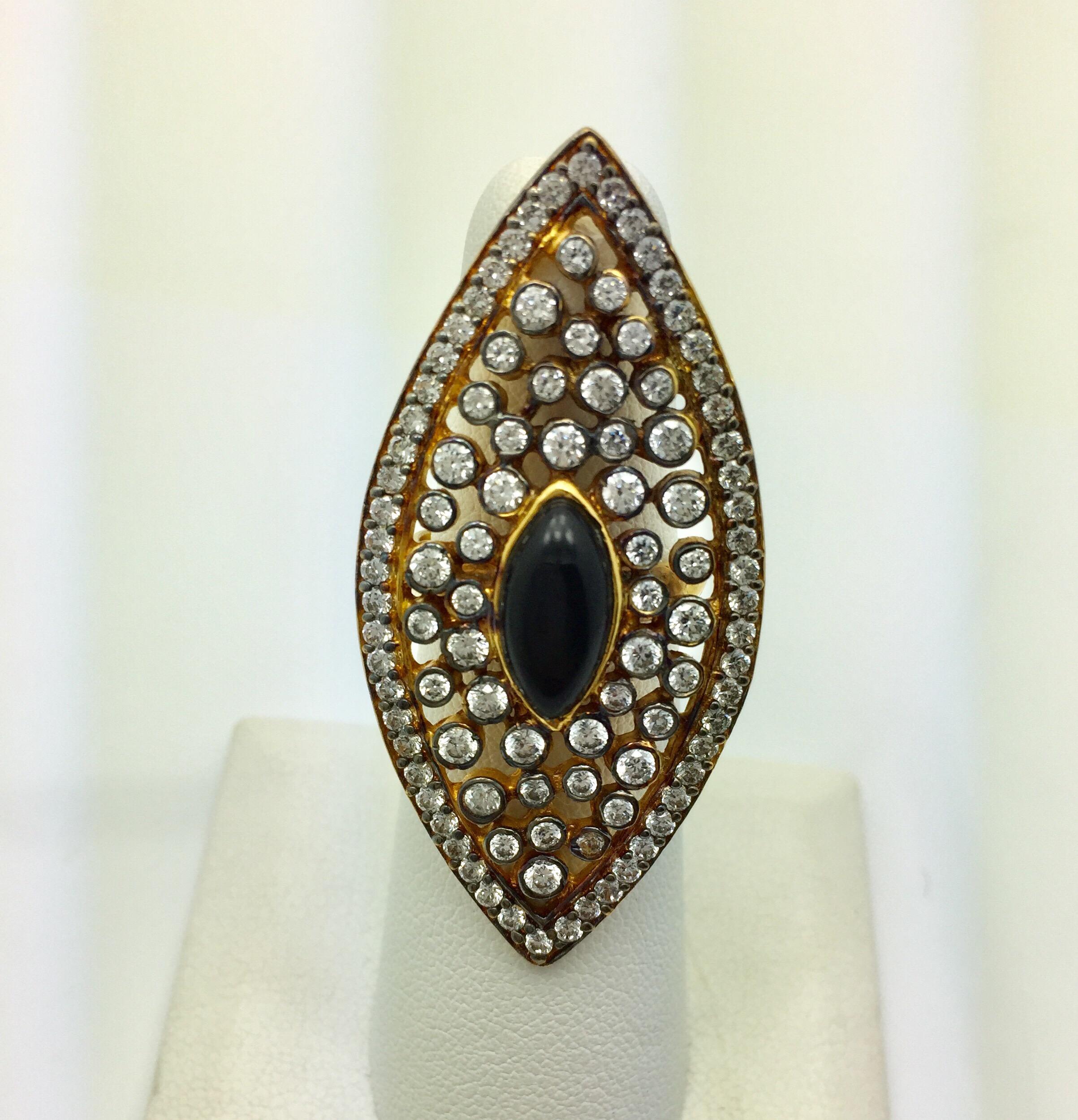 Modern Evil Eye Statement Ring For Sale