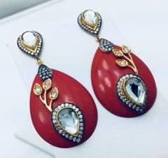 Resin Red Leaf Earrings
