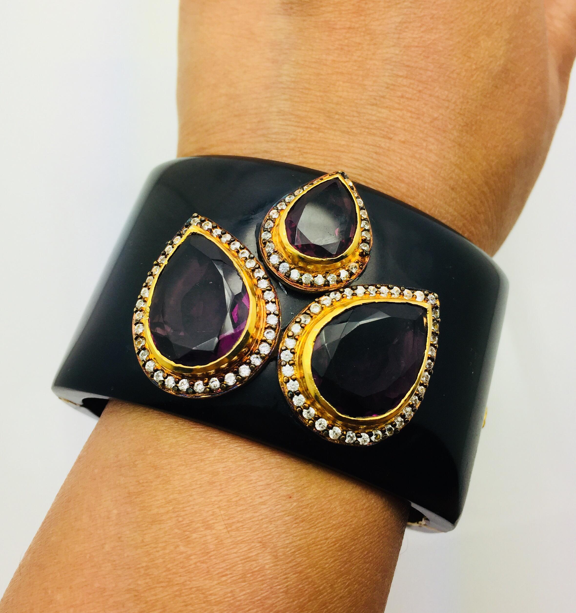 Women's Faux Amethyst Florence Resin Cuff For Sale