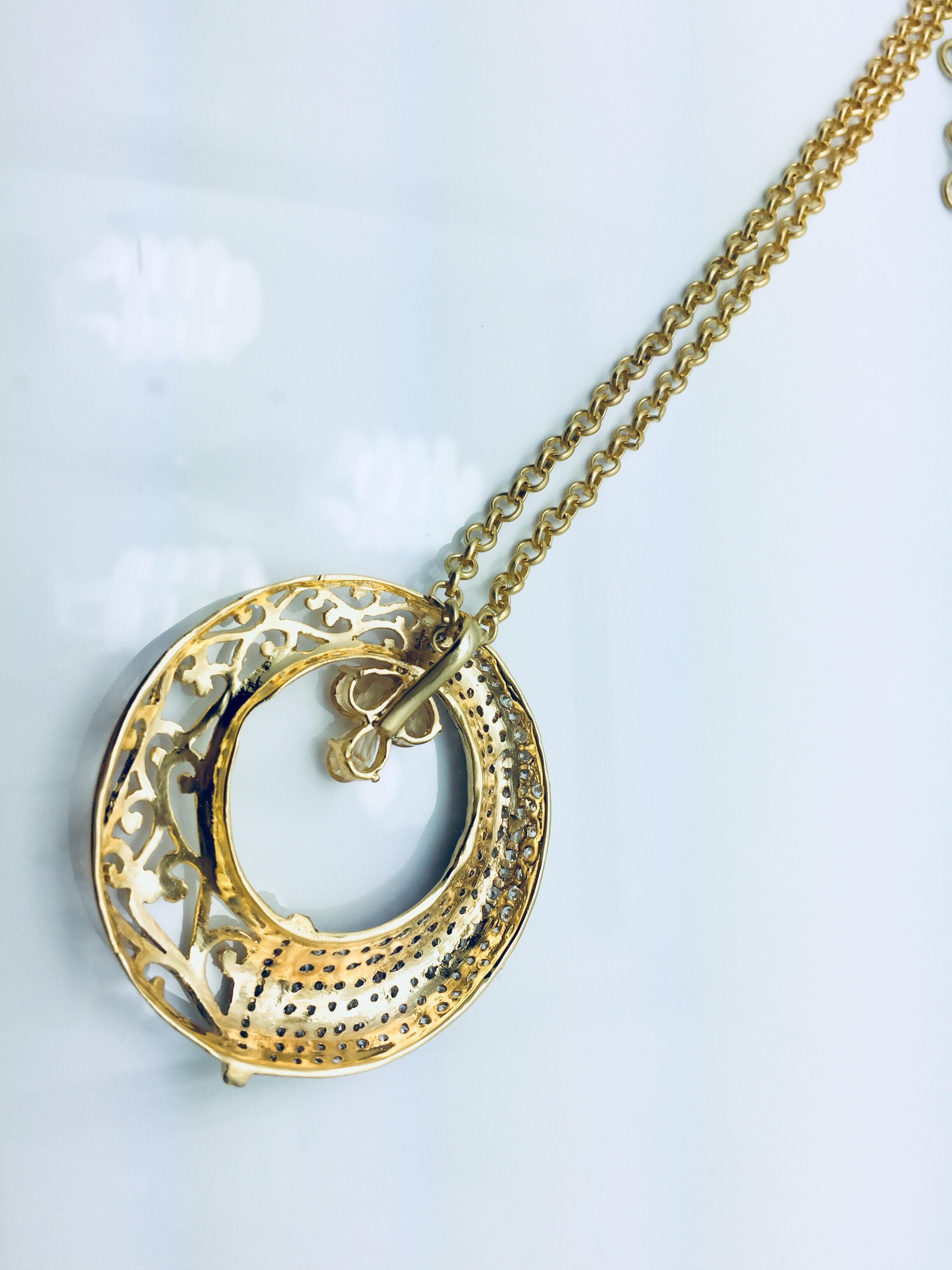 Women's Filigree Florence Crystal Pendant Necklace For Sale