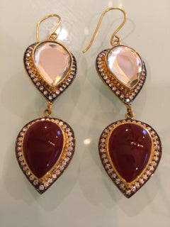 Polki Mirror Burgundy Resin Earrings