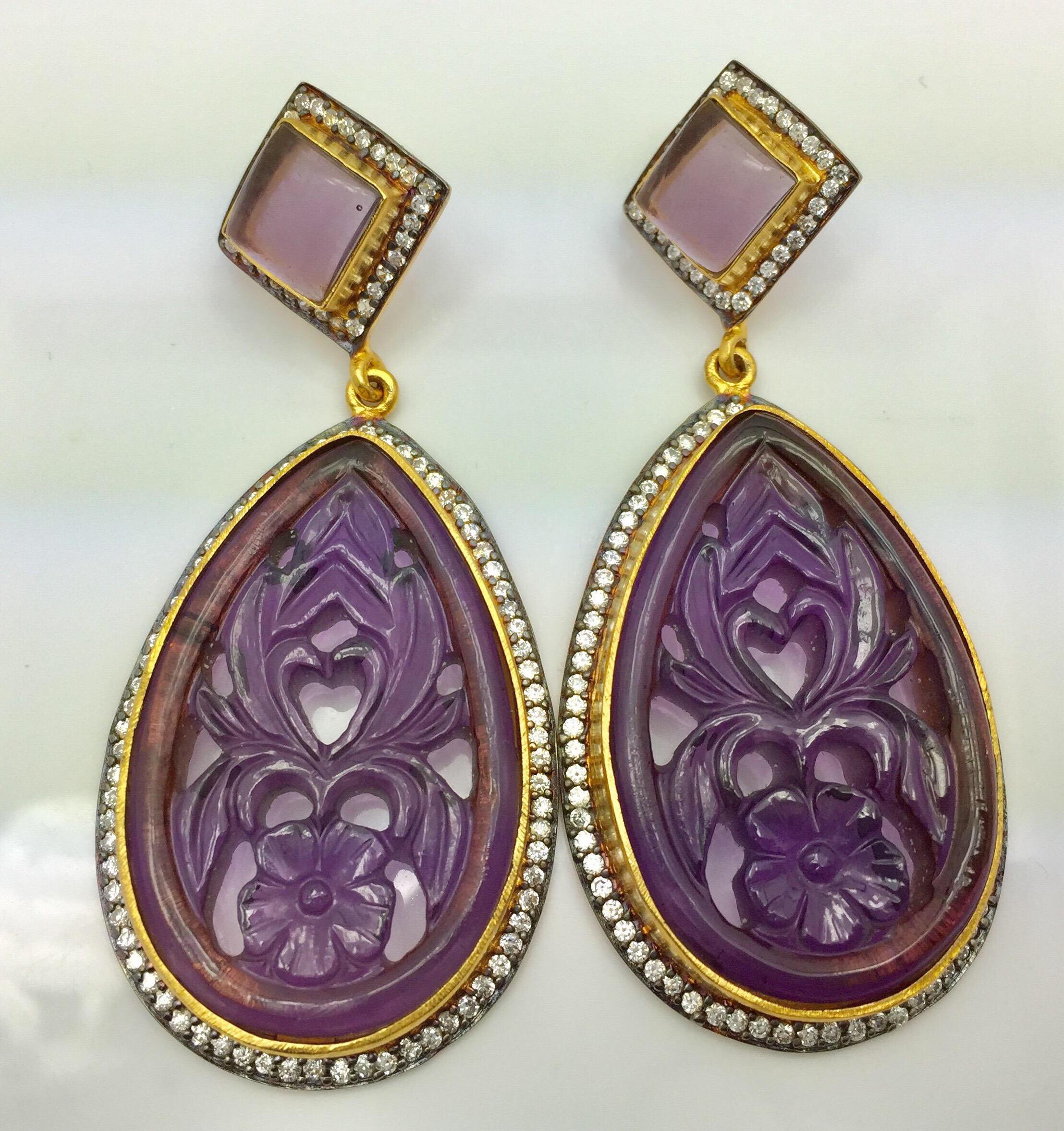 Make your own statement with these handmade faux amethyst carved earrings. Artfully crafted, these gorgeous carved earrings is destined to become your favorite!  Also available in faux rose quartz & emerald green.

FOLLOW  MEGHNA JEWELS storefront