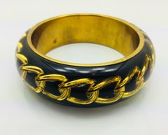 Black Resin Gold Chain Link Bangle