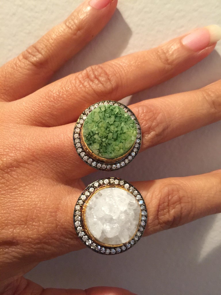 Meghna Jewels Handcrafted Round Druzy Ring For Sale at 1stDibs