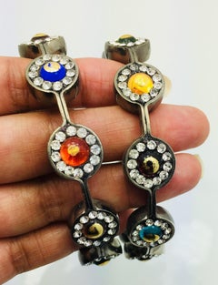 Handmade colored glass rhinestone bangle