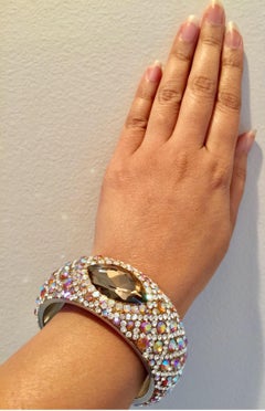 Marquise Champagne Crystal Rhinestone Bangle Bracelet