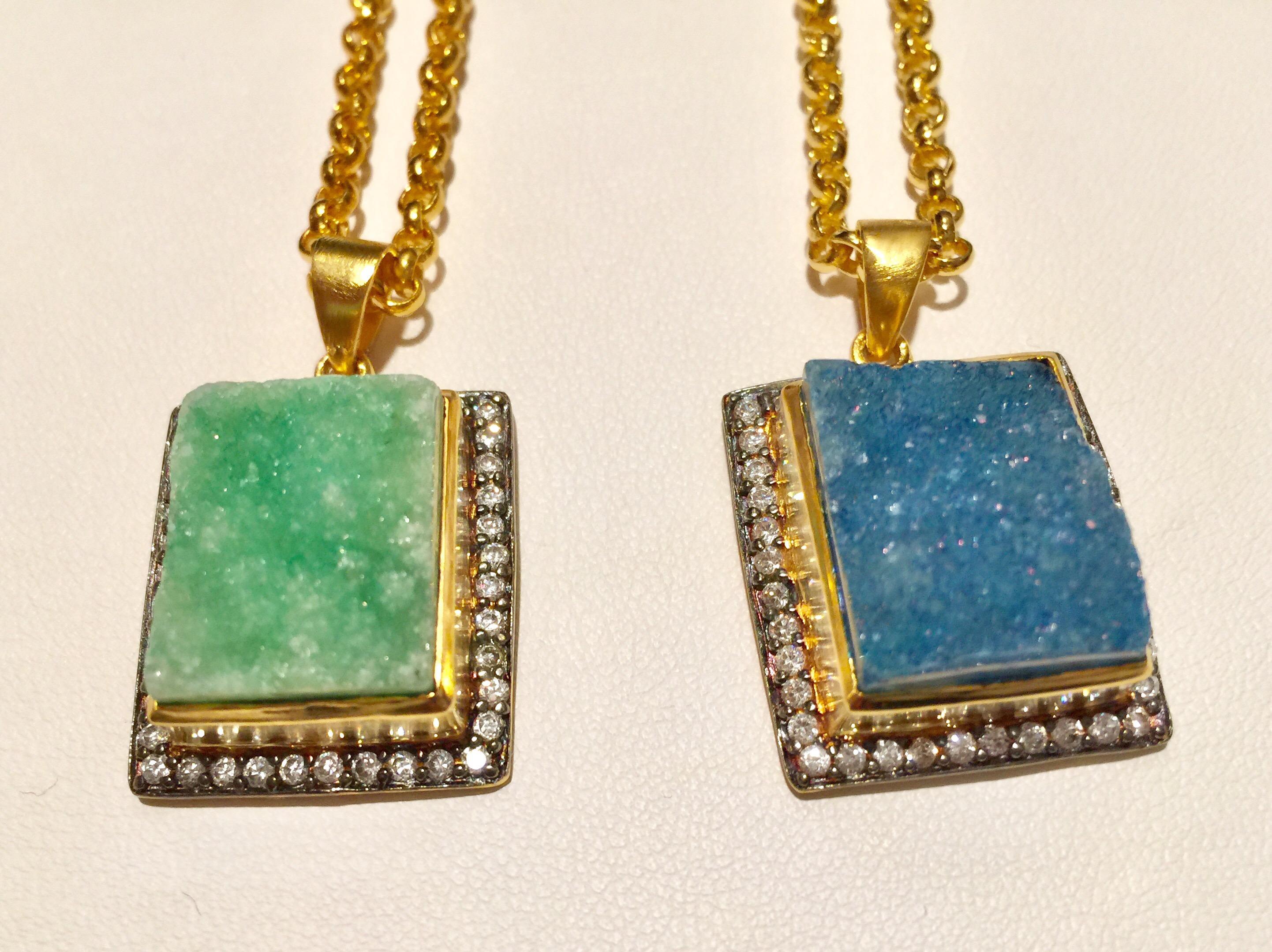 Geode Druzy Meghna Jewels Texturierte Halskette Damen im Angebot