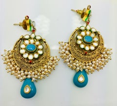 Meghna Jewels Handcrafted Turquoise Pearl Earrings