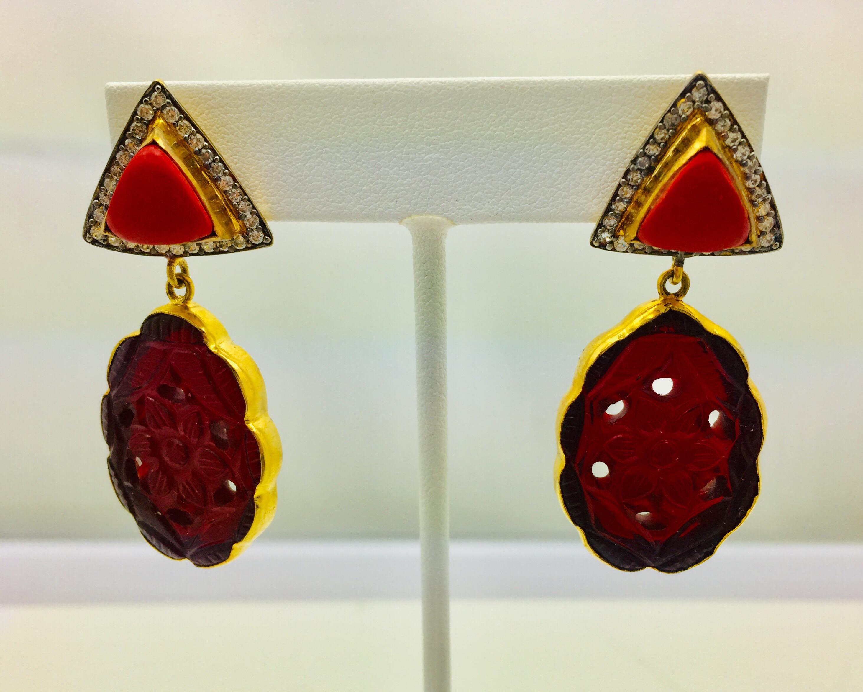 red resin earrings