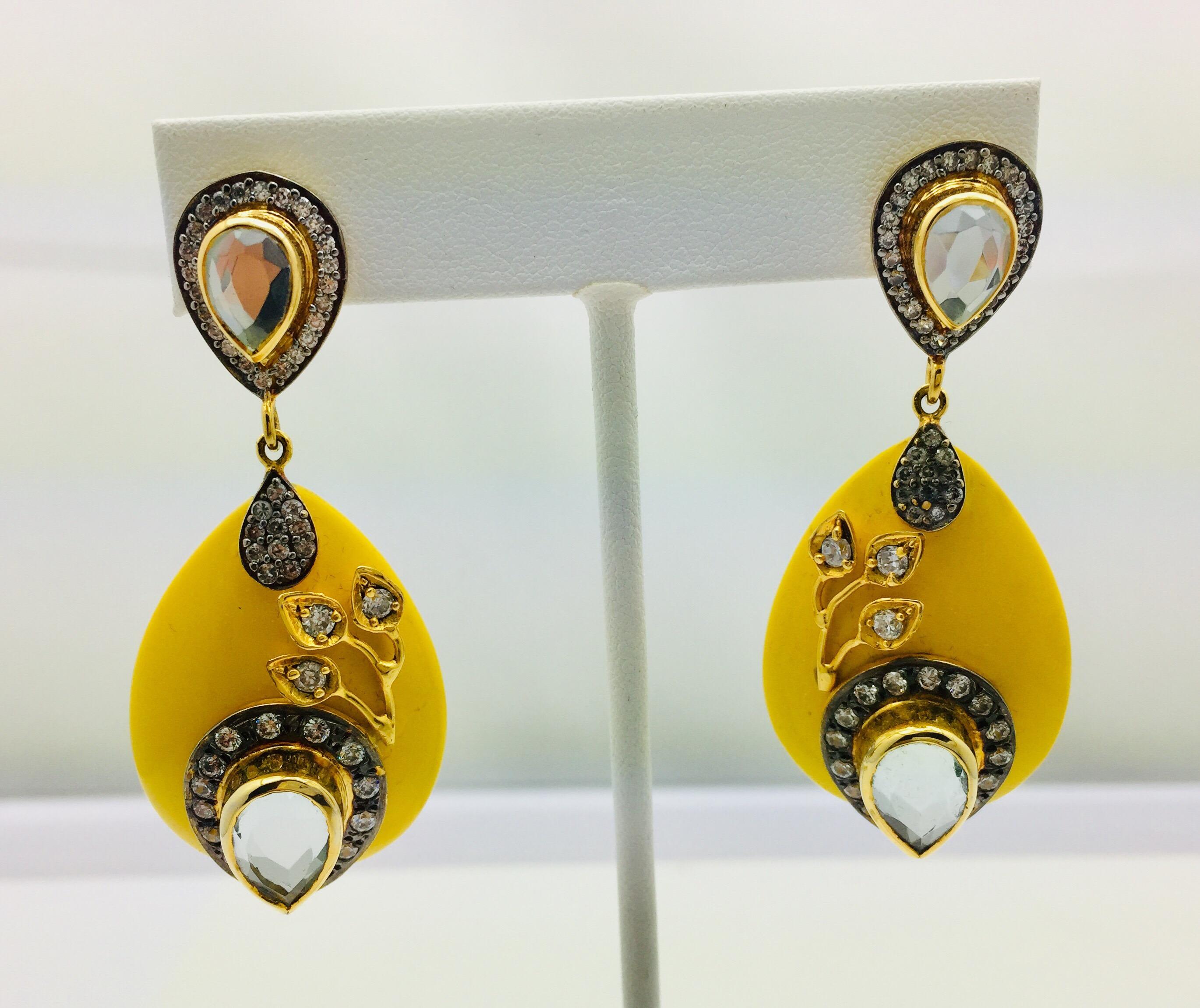 Modern Resin Yellow Leaf Meghna Jewels Earrings  For Sale