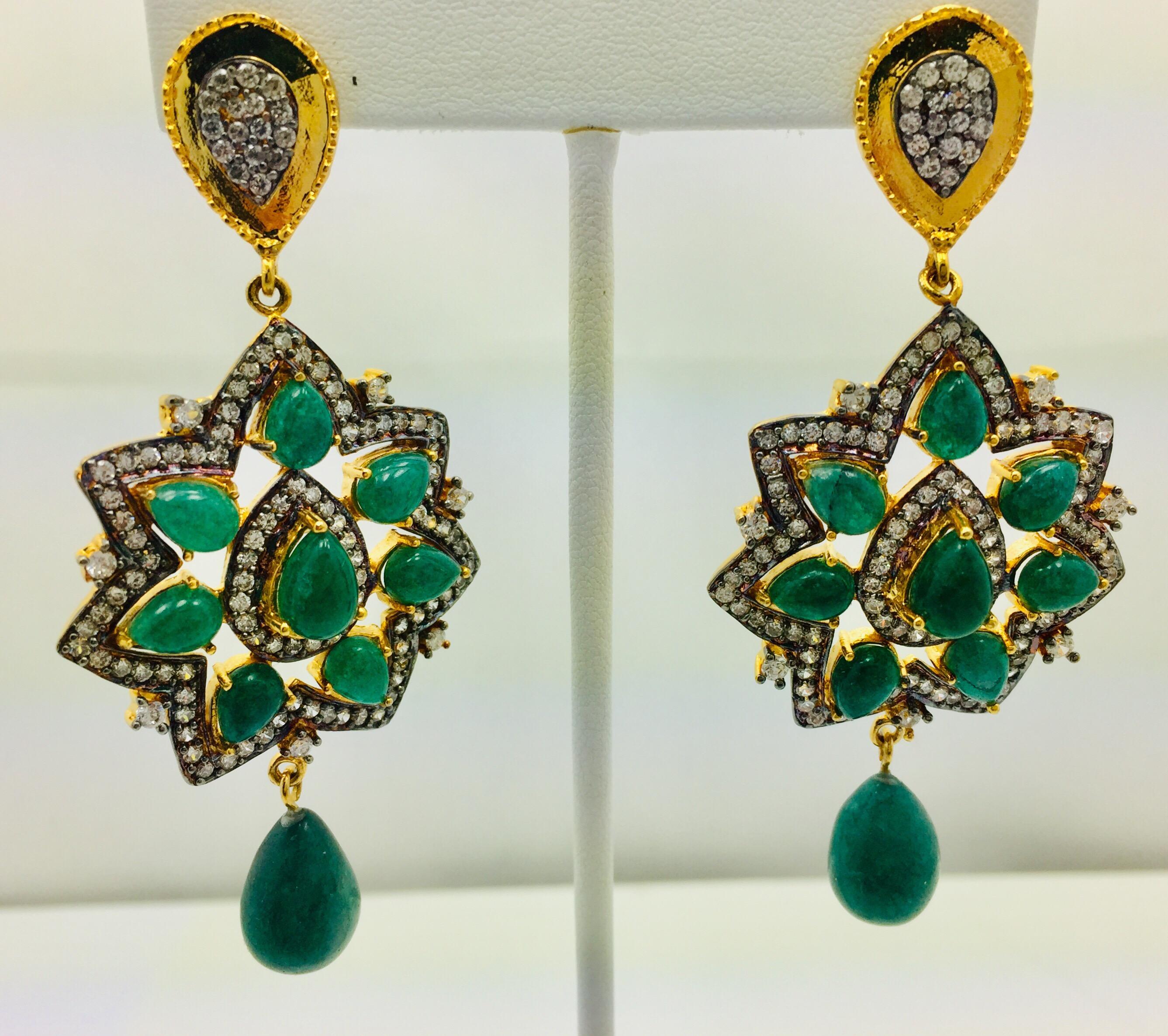 Artisan Meghna Jewels Ahalei Earrings Green Quartz Cubic Zircon - As seen in Gossip girl