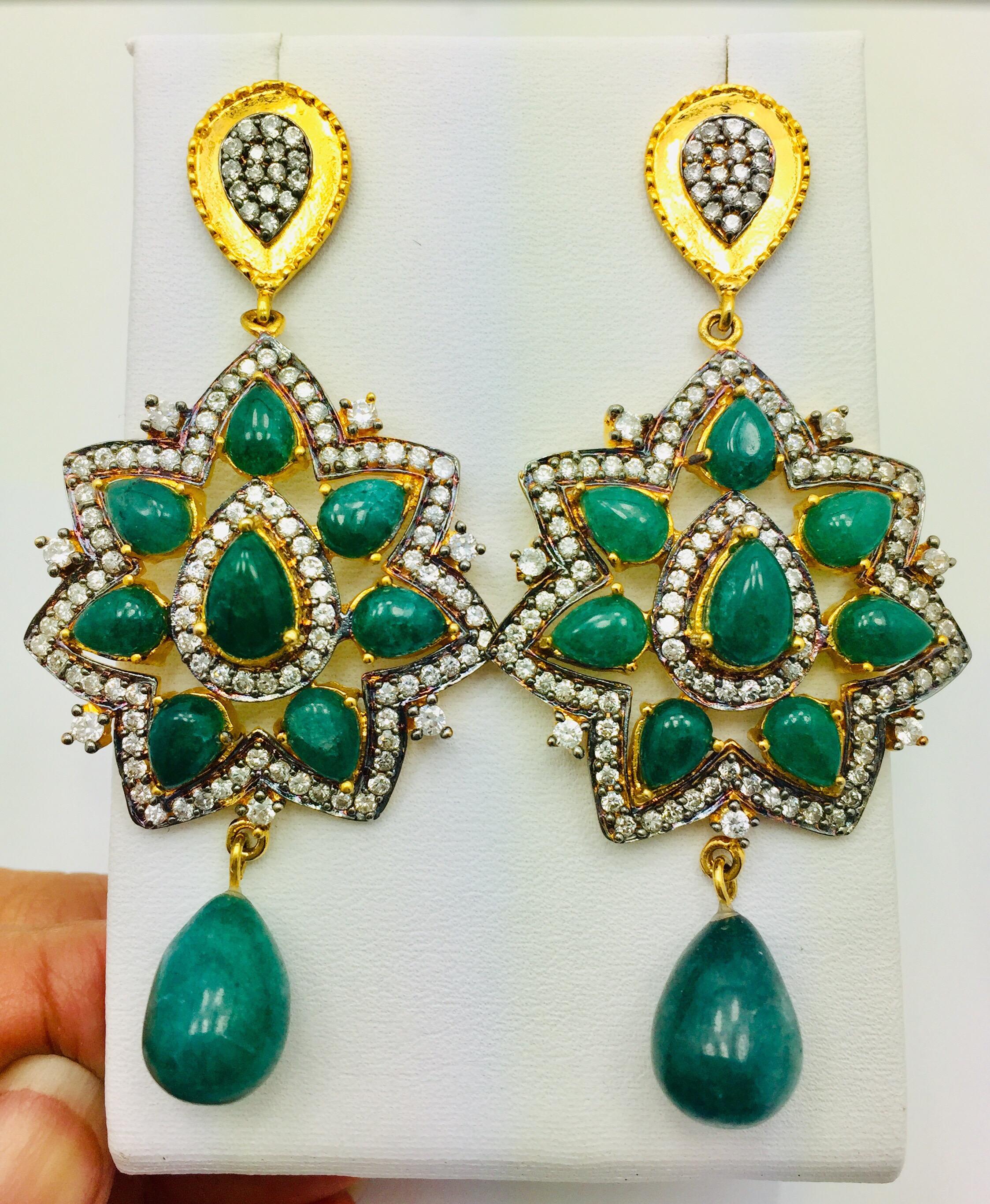 Women's Meghna Jewels Ahalei Earrings Green Quartz Cubic Zircon - As seen in Gossip girl