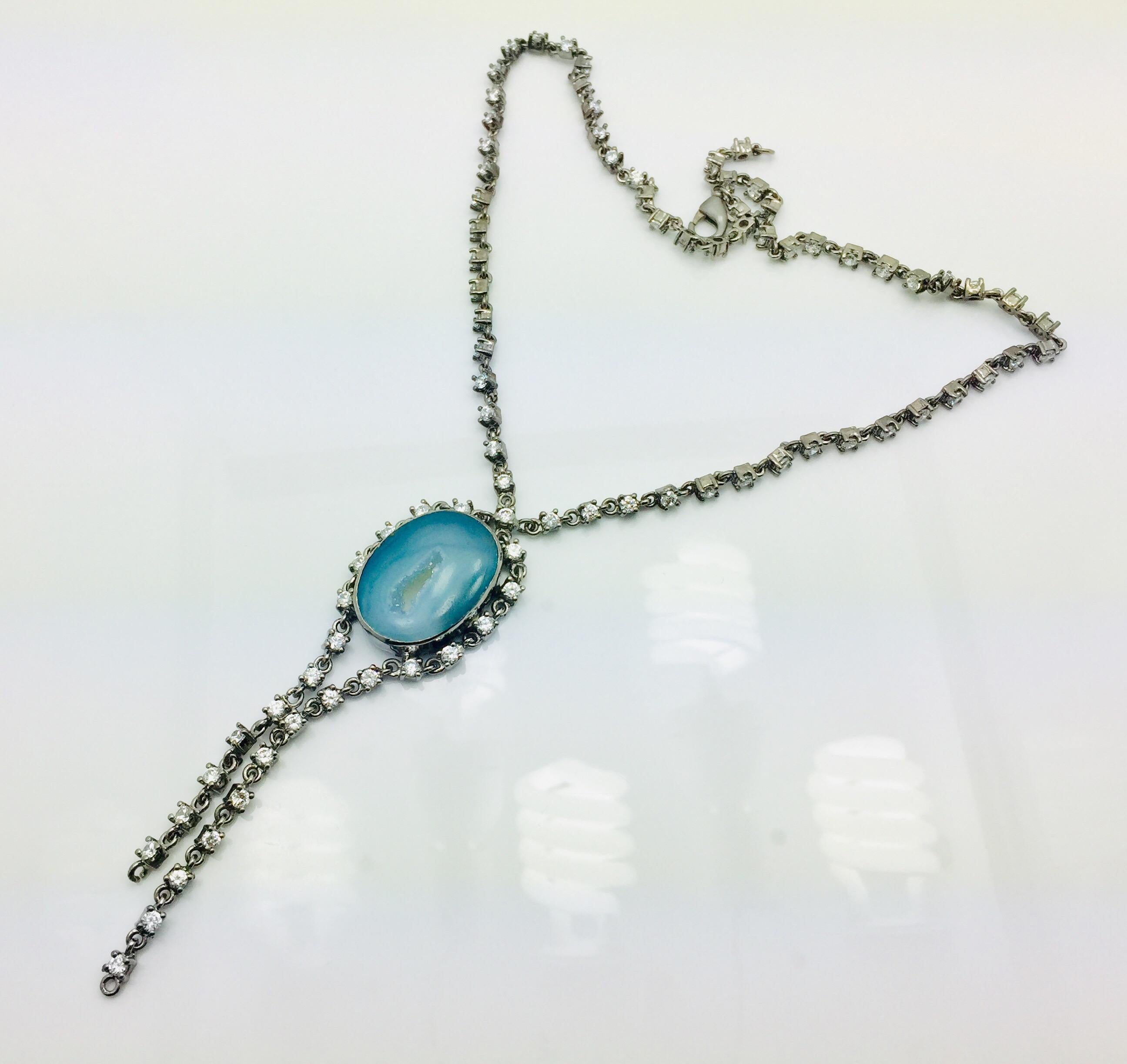 Moderno Collana con Zircone Cubico Geode Druzy in vendita