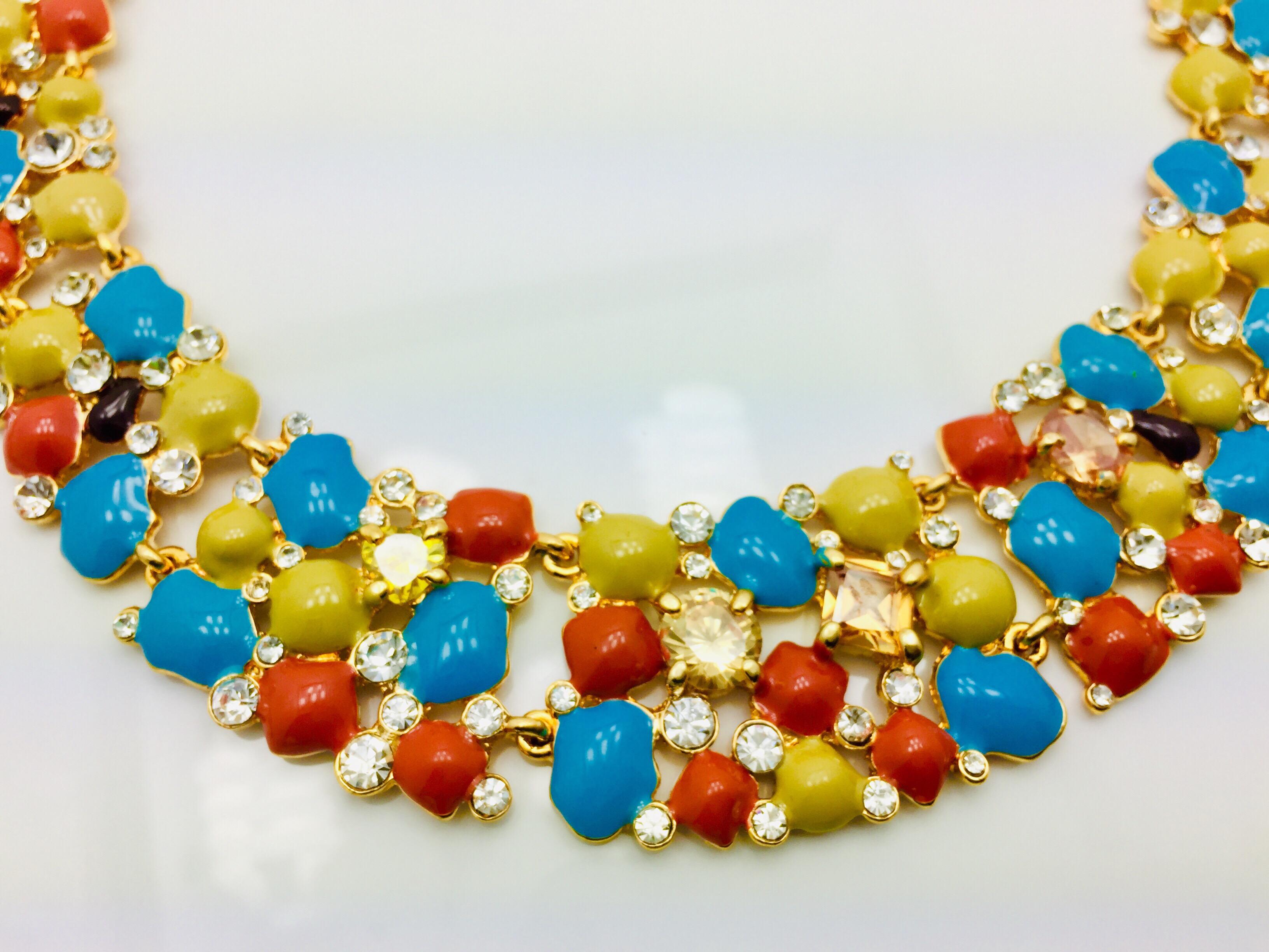 Modern Meghna Jewels Enamel Florence Necklace Earrings Bracelet Set