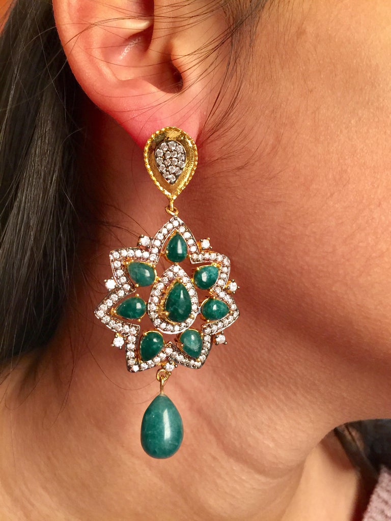 Meghna Jewels Ahalei Earrings Green Quartz Cubic Zircon As seen in