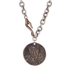 Sterling and Bronze Joan of Arc Last Prayer Statement Coin Necklace