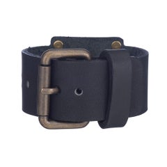 Winged Victory Angel Bronze and Leather Cuff Bracelet