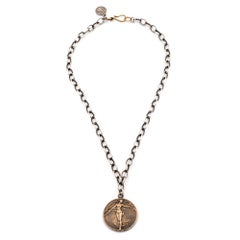 Bronze And Sterling Winged Victory Angel Coin Necklace