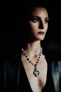 Sterling Beloved Sacred Heart Cross Pearl Necklace