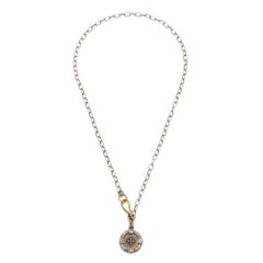 Petit Bronze and Sterling Audaces Cross Coin Necklace