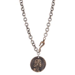 Sterling and Bronze Joan of Arc Last Prayer Statement Coin Necklace