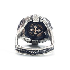 Petit Diamond Sterling and Bronze Audaces Cross Coin Ring