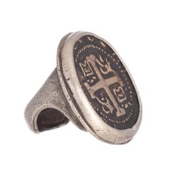 Sterling and Bronze Greek Cross Coin Ring