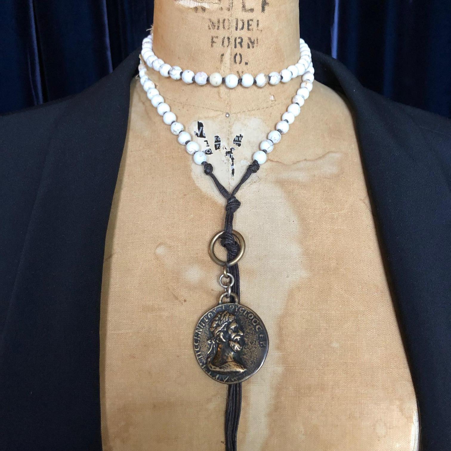 Art Nouveau Marcus Aruelius Coin Necklace For Sale